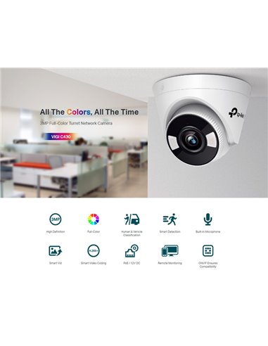 TP-LINK IP κάμερα VIGI C430, 4mm, 3MP, PoE, Ver. 1.0