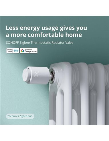 SONOFF smart θερμοστατική βαλβίδα για καλοριφέρ TRVZB, ZigBee, M30x1.5, 48x76mm, 6-28°C