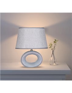 POWERTECH επιτραπέζιο φωτιστικό HLL-0136, E27, κεραμική βάση, γκρι