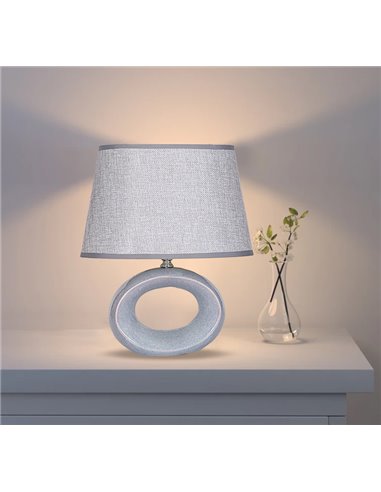 POWERTECH επιτραπέζιο φωτιστικό HLL-0136, E27, κεραμική βάση, γκρι