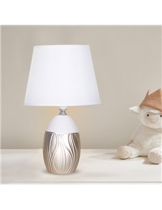 POWERTECH επιτραπέζιο φωτιστικό HLL-0137, E27 κεραμική βάση, λευκό/χρυσό