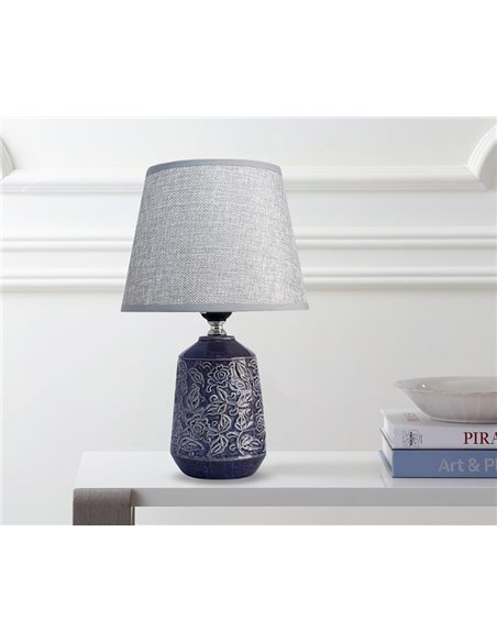POWERTECH επιτραπέζιο φωτιστικό HLL-0140, E27, κεραμική βάση, μπλε/γκρι