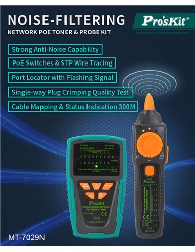 PROSKIT tester καλωδίων δικτύου MT-7029N για RJ45/11/12