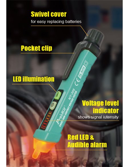 PROSKIT ανιχνευτής τάσης NT-309, 12V έως 1000V, ανέπαφος