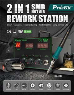 PROSKIT σταθμός συγκόλλησης SS-989B, κολλητήρι/air gun, 700W, 200-480 °C