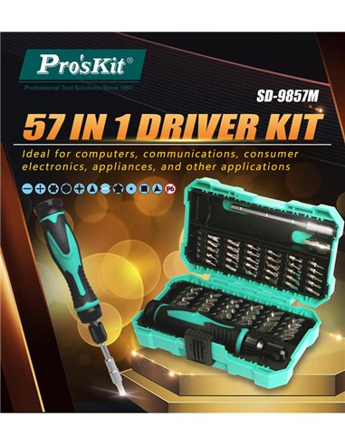 PROSKIT σετ κατσαβίδι ακριβείας SD-9857M με 54 μύτες, με θήκη, 57τμχ