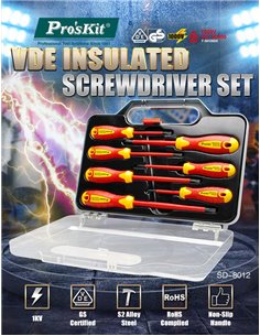 PROSKIT σετ κατσαβίδια ηλεκτρολόγου SD-8012, 1000V μόνωση, με θήκη, 7τμχ