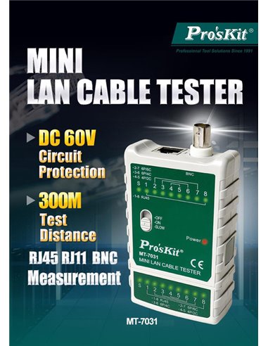 PROSKIT tester καλωδίων δικτύου MT-7031 για RJ45/11/12/22 & BNC
