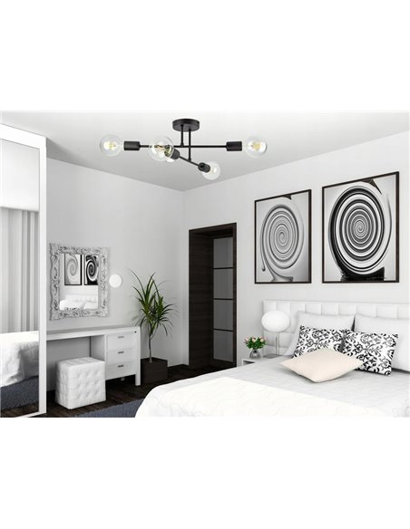 POWERTECH φωτιστικό οροφής HLL-0149, 4x E27, μεταλλικό, μαύρο