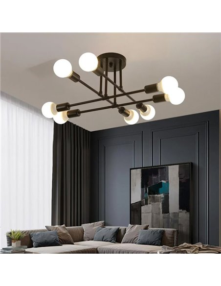 POWERTECH φωτιστικό οροφής HLL-0152, 8x E27, μεταλλικό, μαύρο