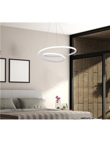 POWERTECH LED φωτιστικό οροφής HLL-0153, 25W, 4000K, Φ40cm, 1m, λευκό