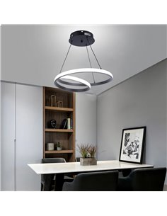POWERTECH LED φωτιστικό οροφής HLL-0154, 25W, 4000K, Φ40cm, 1m, μαύρο