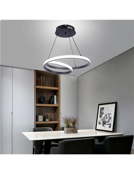POWERTECH LED φωτιστικό οροφής HLL-0154, 25W, 4000K, Φ40cm, 1m, μαύρο
