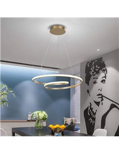 POWERTECH LED φωτιστικό οροφής HLL-0155, 25W, 4000K, Φ40cm, 1m, χρυσό