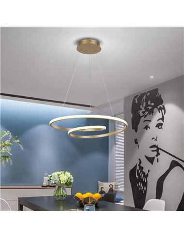 POWERTECH LED φωτιστικό οροφής HLL-0155, 25W, 4000K, Φ40cm, 1m, χρυσό