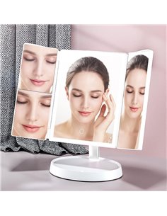 HOME USE επιτραπέζιος καθρέφτης HUH-0183, LED φως, 1x/2x/3x zoom, 2000mAh, λευκός