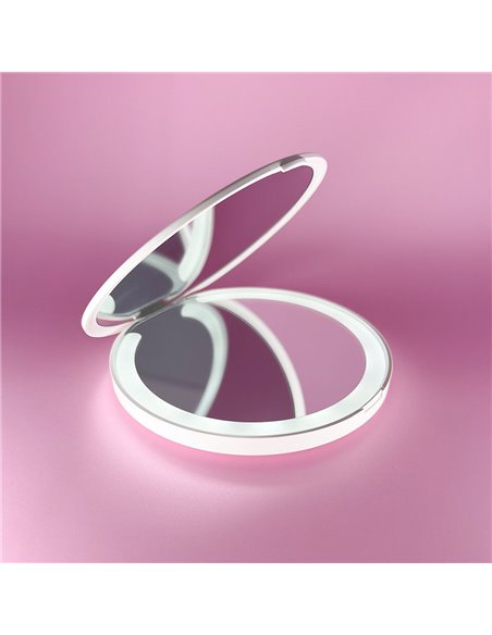 HOME USE καθρέφτης χειρός HUH-0184 με LED φως, 1x/3x zoom 180mAh, λευκός