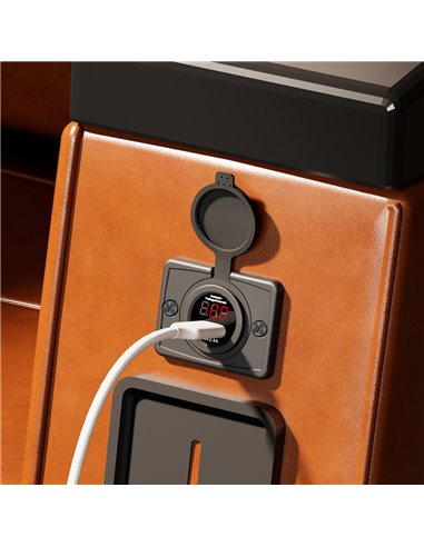 POWERTECH πρίζα USB για σκάφη & οχήματα PTL-006 με οθόνη, 12W, IP65