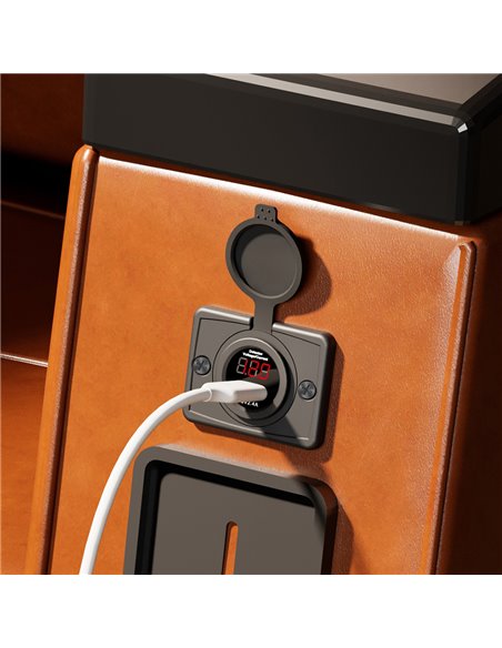 POWERTECH πρίζα USB για σκάφη & οχήματα PTL-006 με οθόνη, 12W, IP65