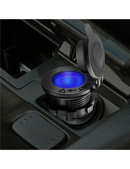 POWERTECH πρίζα αναπτήρα για σκάφη & οχήματα PTL-010, μπλε LED, 12V