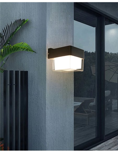 POWERTECH LED φωτιστικό τοίχου HLL-0157, 7W, 4000K, 560lm, IP65, μαύρο