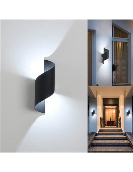 POWERTECH LED φωτιστικό τοίχου HLL-0163, 10W, 4000K, 850lm, IP65, μαύρο