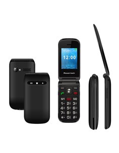 POWERTECH κινητό τηλέφωνο Milly Flip V2, 2.4", dual SIM, πλήκτρο SOS, μαύρο