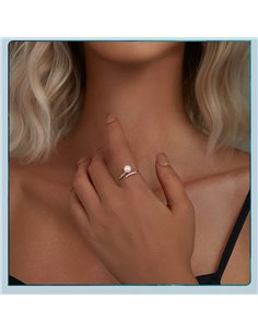 BAMOER δαχτυλίδι BSR497-E με πέρλα & ζιρκόνια, ανοιγόμενο, ασήμι 925