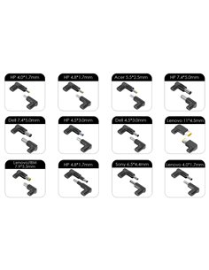 POWERTECH φορτιστής laptop PT-1256 με 12 βύσματα, USB-C PD, 90W, μαύρος