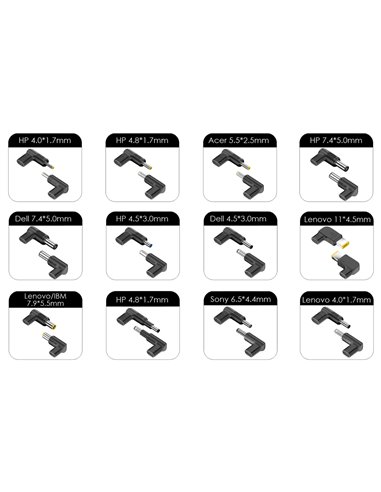 POWERTECH φορτιστής laptop PT-1256 με 12 βύσματα, USB-C PD, 90W, μαύρος