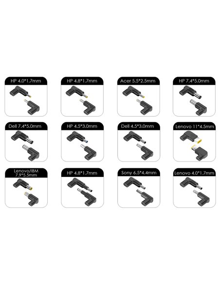 POWERTECH φορτιστής laptop PT-1256 με 12 βύσματα, USB-C PD, 90W, μαύρος