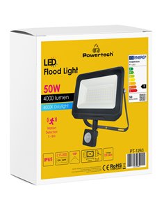 POWERTECH LED προβολέας PT-1263, με αισθητήρα κίνησης, 50W, 4000K, IP65