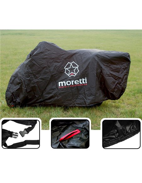 MORETTI κουκούλα μηχανής LXMA2753 με θήκη, L 246x104x127cm, μαύρη