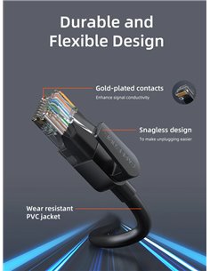 CABLETIME καλώδιο δικτύου CT-CAT6U, CAT 6 UTP, 250 MHz, CCA, 3m, μαύρο