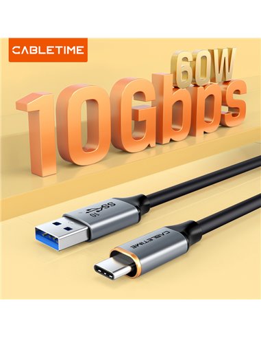 CABLETIME καλώδιο USB-C σε USB CT-AMCMG2, 60W, 10Gbps, 1.5m, μαύρο