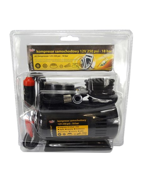 MOJE AUTO συμπιεστής αέρος αυτοκινήτου 93-015 με μανόμετρο, 12V, 250PSI