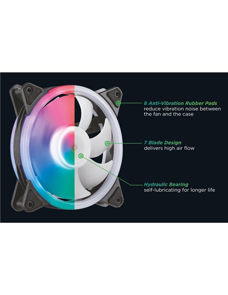 POWERTECH ανεμιστήρας PT-1284 για PC, LED RGB, 120mm, 1200RPM