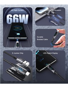 USAMS καλώδιο USB-C σε USB US-SJ673, 66W, 480Mbps, 1.2m, μαύρο