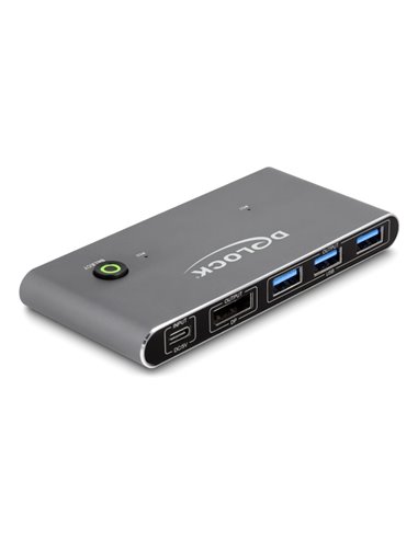DELOCK DisplayPort KVM switch 18646 με 4x θύρες USB 5Gbps, 8K/30Hz, γκρι