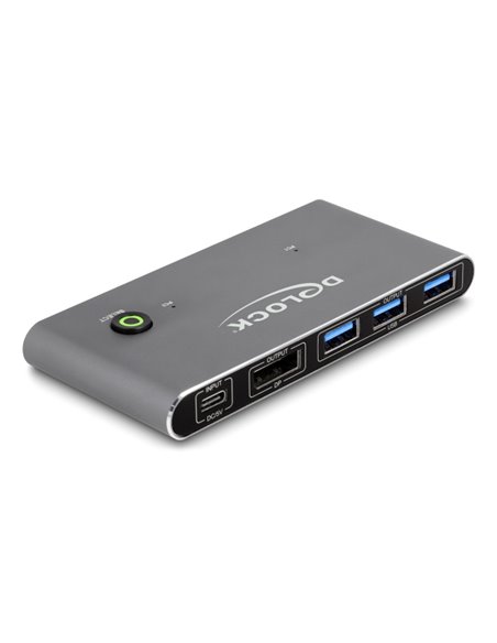 DELOCK DisplayPort KVM switch 18646 με 4x θύρες USB 5Gbps, 8K/30Hz, γκρι