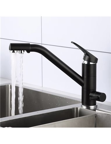 BRUNO μπαταρία πάγκου κουζίνας M54954-355H, τρίοδη, αναμεικτική, μαύρη