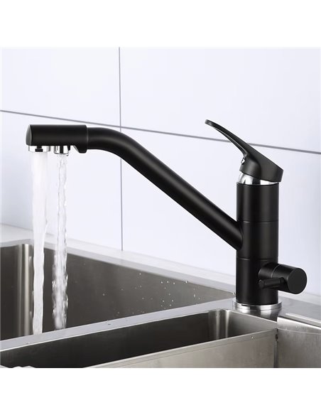 BRUNO μπαταρία πάγκου κουζίνας M54954-355H, τρίοδη, αναμεικτική, μαύρη