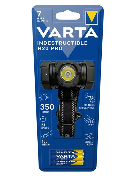 VARTA LED φακός κεφαλής Indestructible H20 Pro, 350lm, IP67, μαύρος