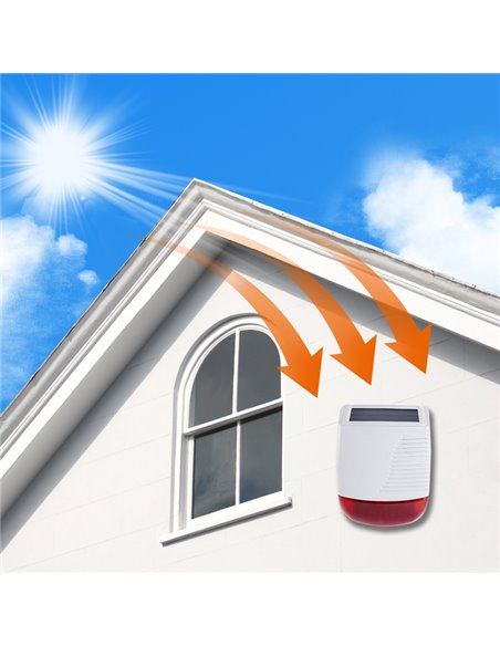 POWERTECH ηλιακή σειρήνα PT-1287, εξωτερικού χώρου, 120dB, κόκκινη