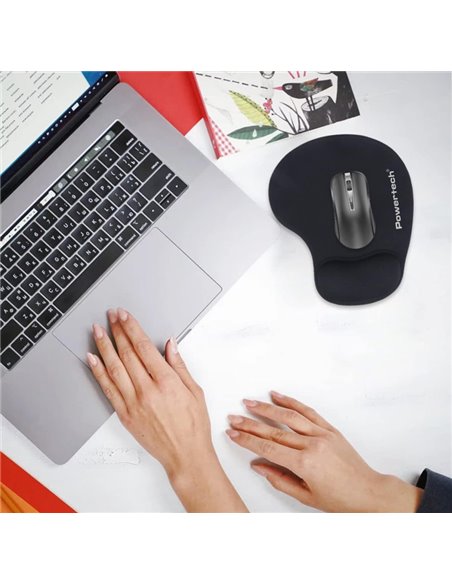 POWERTECH mouse pad PT-1293 με στήριγμα καρπού, 23x19x1.8cm, μαύρο