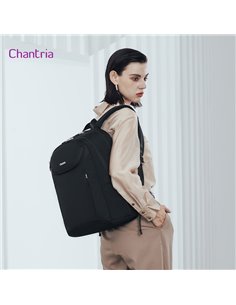 CHANTRIA γυναικεία τσάντα πλάτης CB00638 με θήκη laptop 15.6", 20.2L, μαύρη