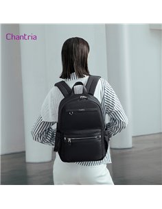 CHANTRIA γυναικεία τσάντα πλάτης CB00649 με θήκη laptop 14", 14.3L, μαύρη