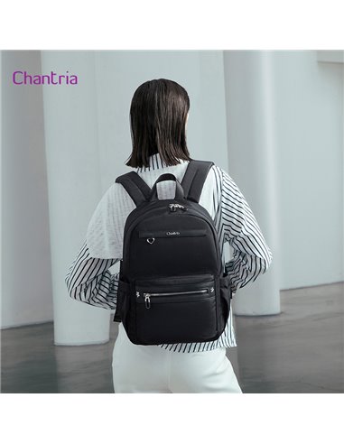 CHANTRIA γυναικεία τσάντα πλάτης CB00649 με θήκη laptop 14", 14.3L, μαύρη