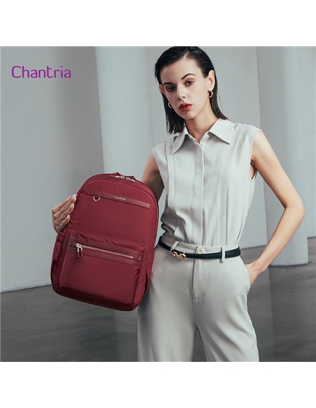 CHANTRIA γυναικεία τσάντα πλάτης CB00649 με θήκη laptop 14", 14.3L, κόκκινη
