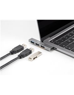 DELOCK USB hub 64274, 3x θυρών, 10Gbps, USB-C σύνδεση, γκρι
